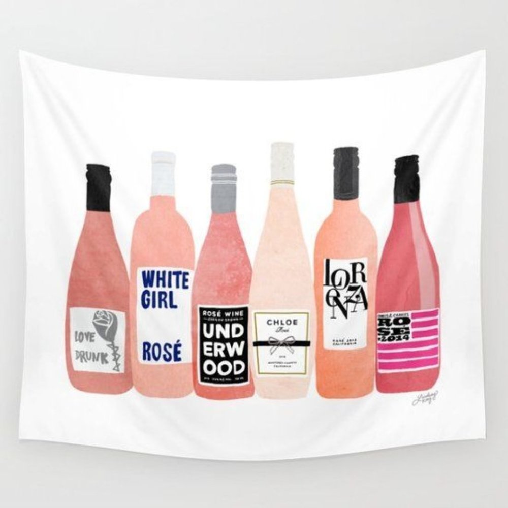 Society6 Pink Rosé Wine Bottles Wall Art